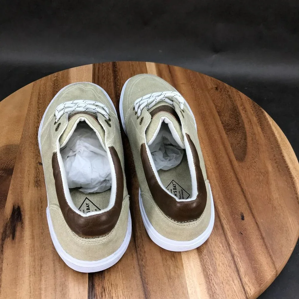 St. John's Bay Bryce Beige Canvas Boat Shoes Sneakers Low Top Lace Up Mens 9